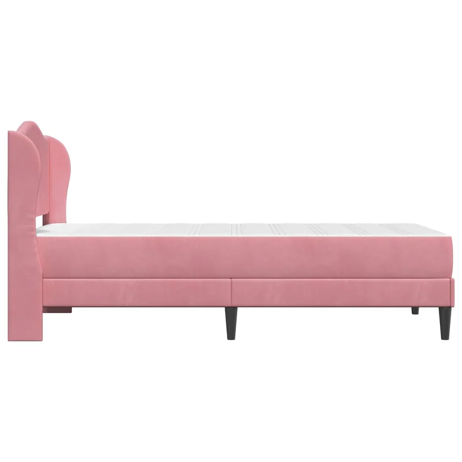 Cadre de lit avec tête de lit Rose 90 x 190 cm Velours - 7