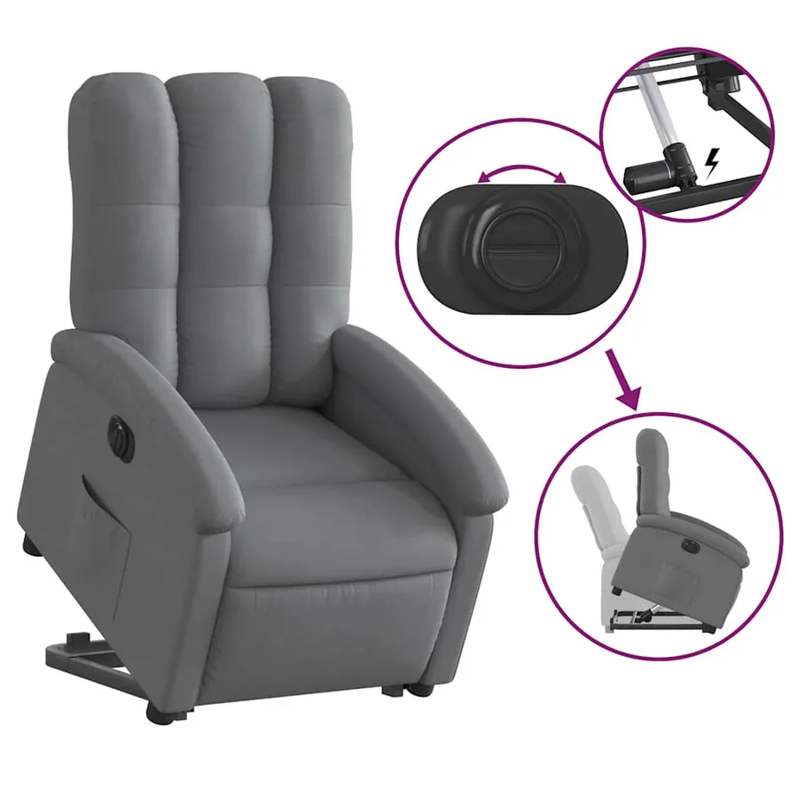 Fauteuil inclinable électrique gris foncé tissu - 6