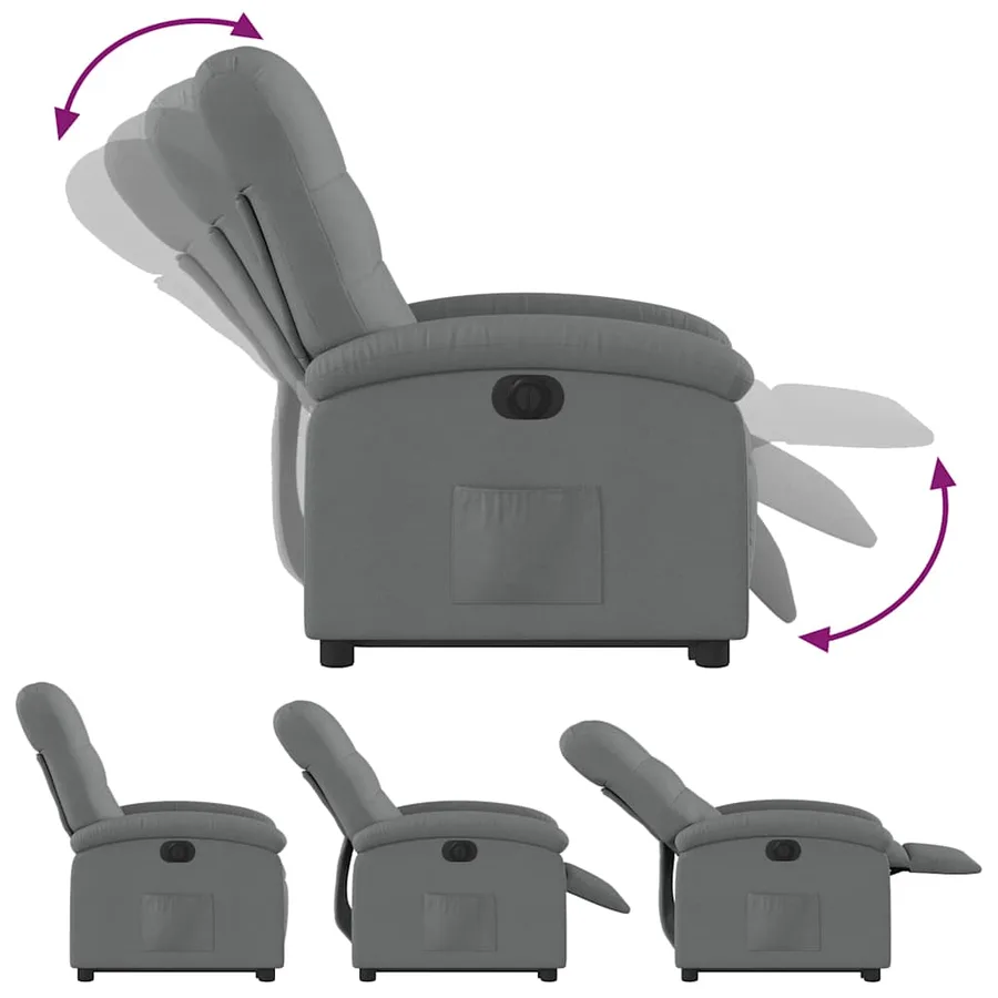 Fauteuil inclinable électrique gris foncé tissu - 7