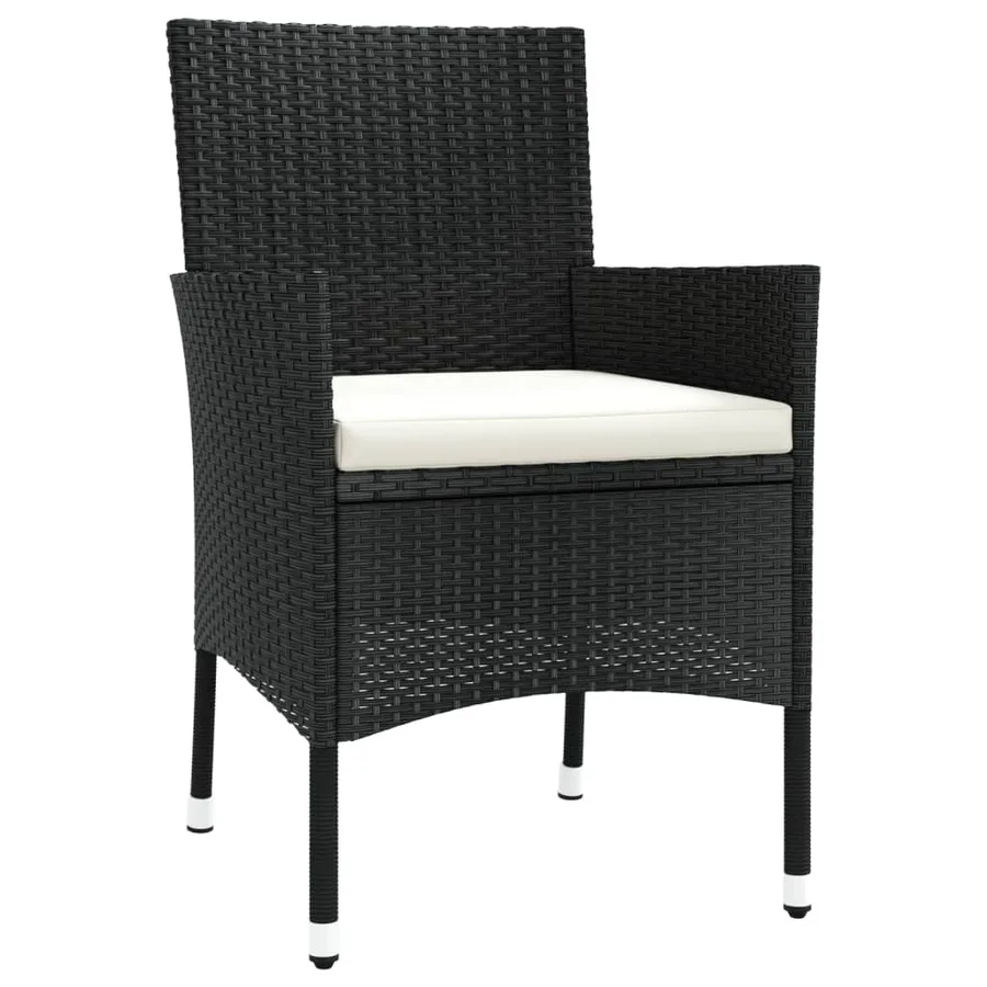 Ensemble à manger jardin 9pcs et coussins noir résine tressée - 5
