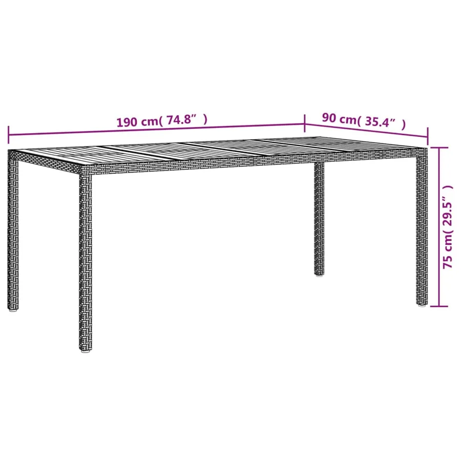 Ensemble à manger jardin 9pcs et coussins noir résine tressée - 9