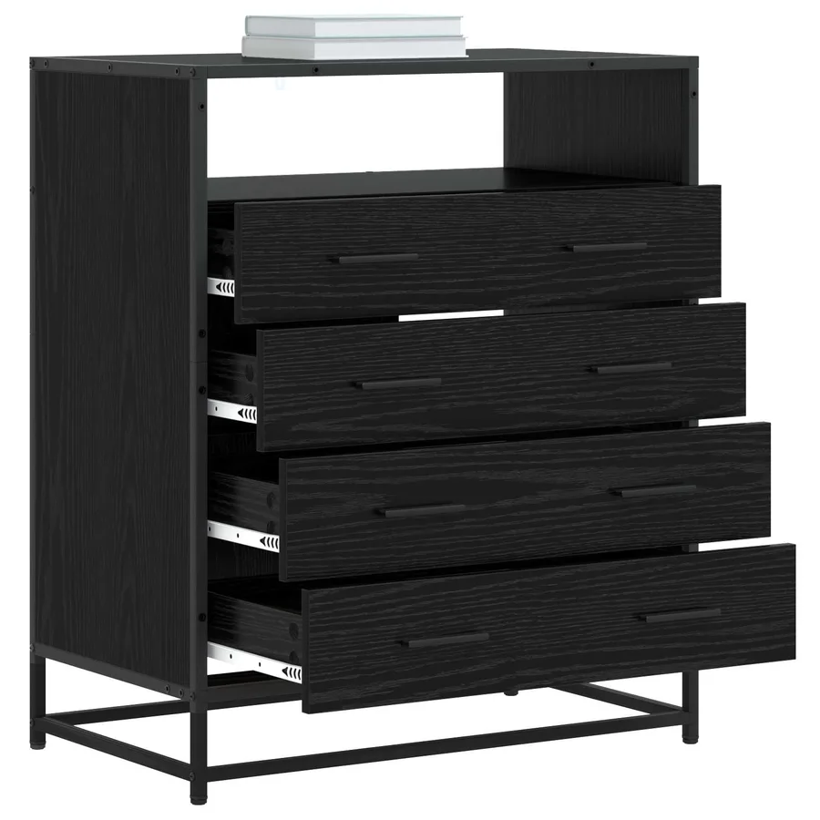 Armoire à tiroirs 4-Tiroir Chêne noir 70 x 41 x 83,5 cm - 2