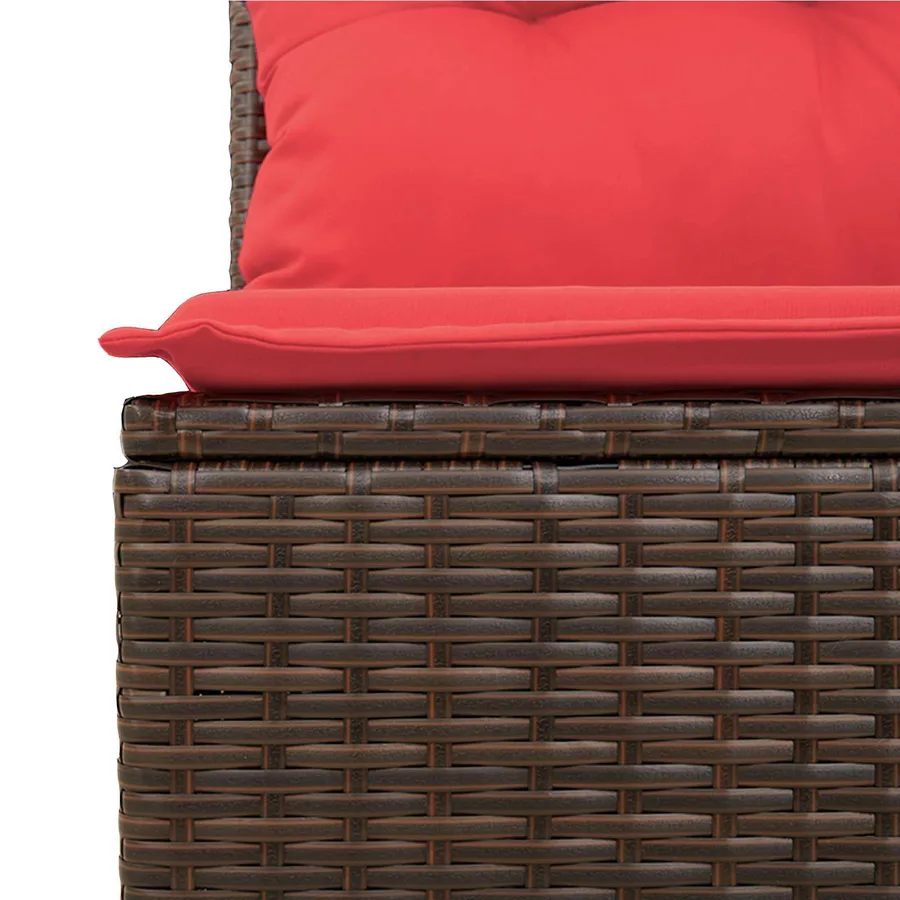 Ensemble de canapé de jardin 7 pcs Marron et rouge polyrotin - 7