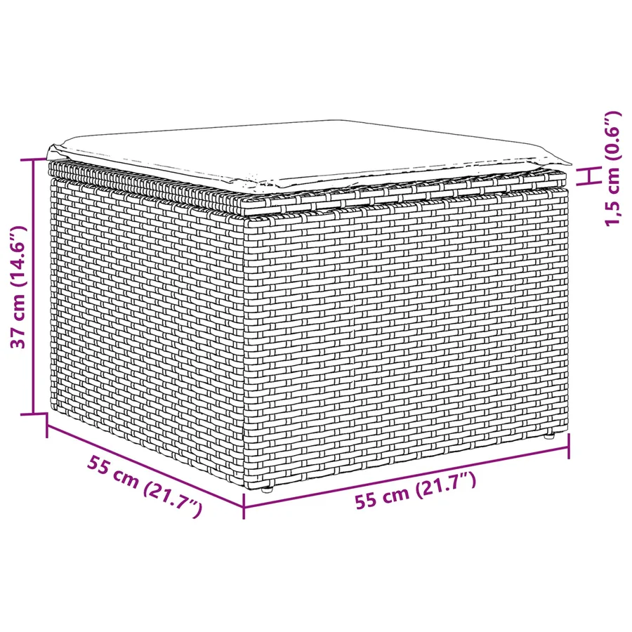Ensemble de canapé de jardin 6 pcs Marron Poly rotin - 19