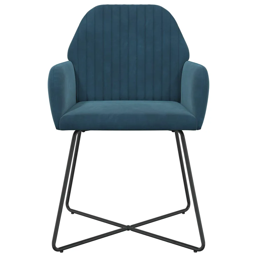 Chaises de salle à manger 2 pcs Velours Bleu 55 x 50 x 84 cm - 3