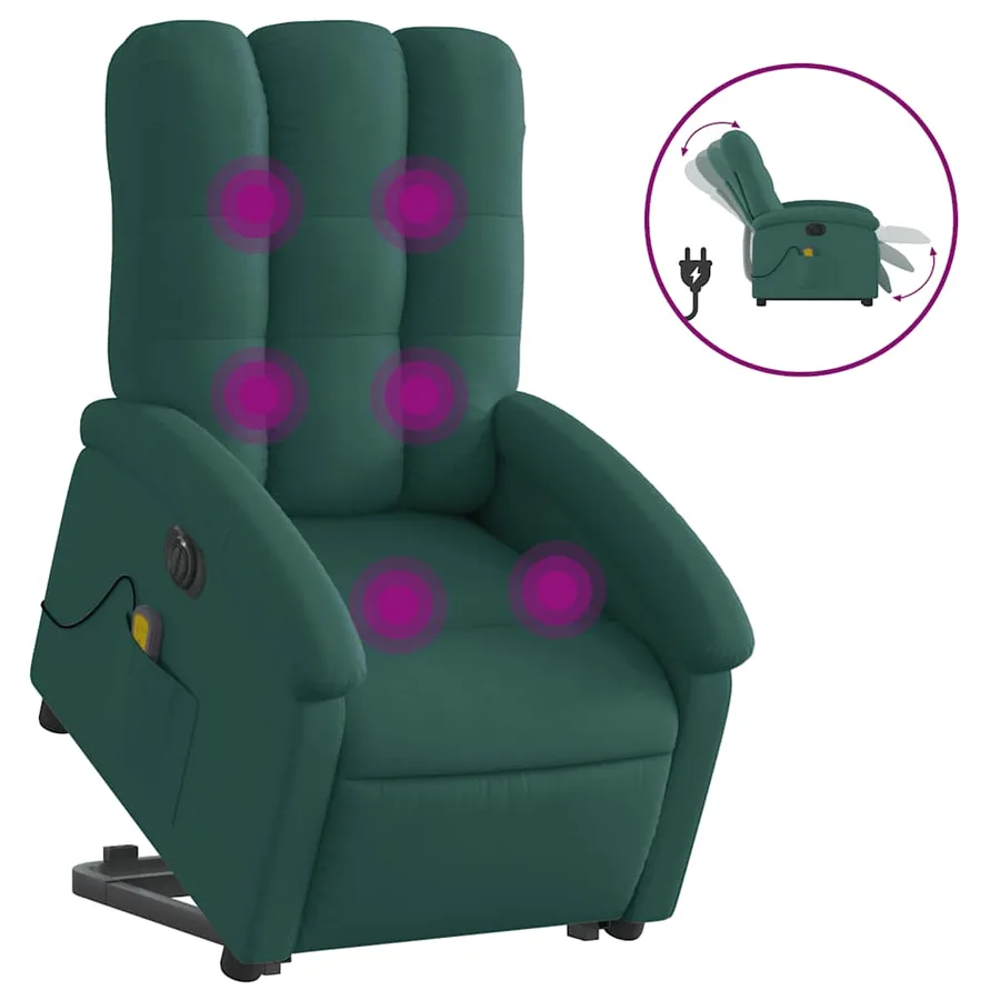 Fauteuil inclinable de massage électrique Vert foncé Tissu - 2
