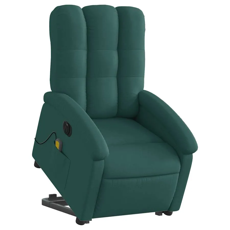 Fauteuil inclinable de massage électrique Vert foncé Tissu - 3