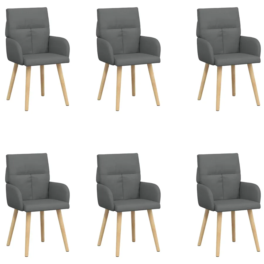 Chaises de salle à manger 6 pcs Tissu Gris foncé - 2