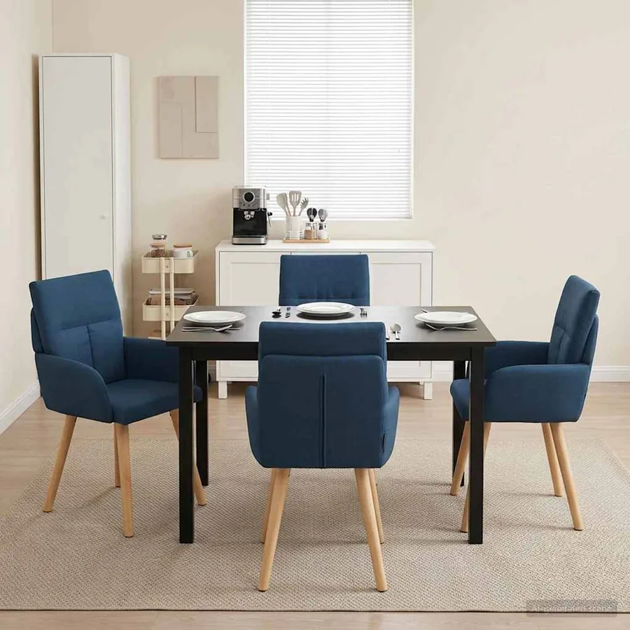 Chaises de salle à manger 4 pcs Tissu Bleu 60 x 56 x 96 cm