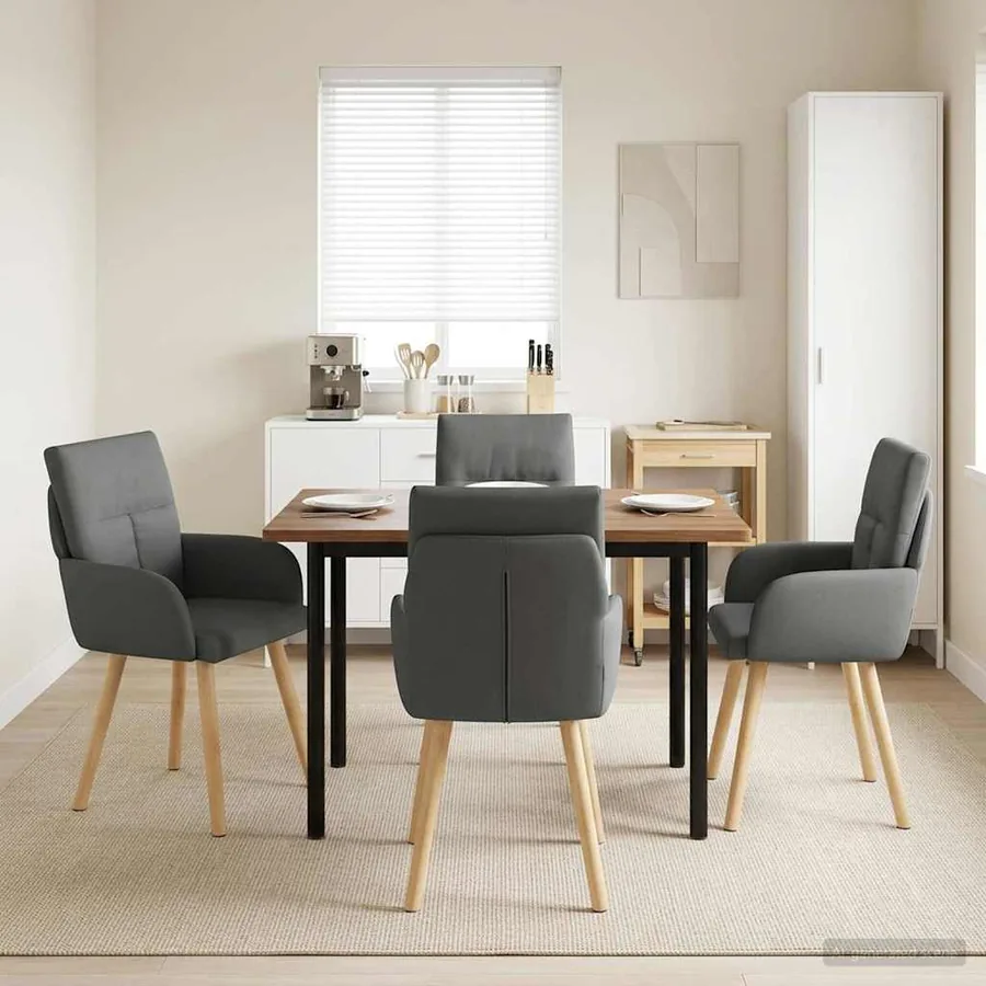 Chaises de salle à manger 4 pcs Tissu Gris foncé