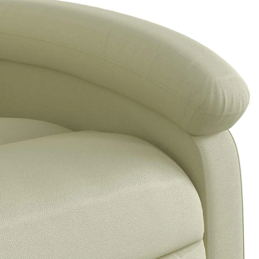 Fauteuil inclinable crème cuir véritable - 11