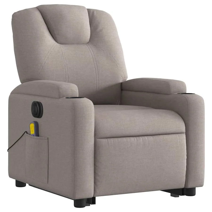 Fauteuil inclinable de massage électrique Taupe Tissu - 4