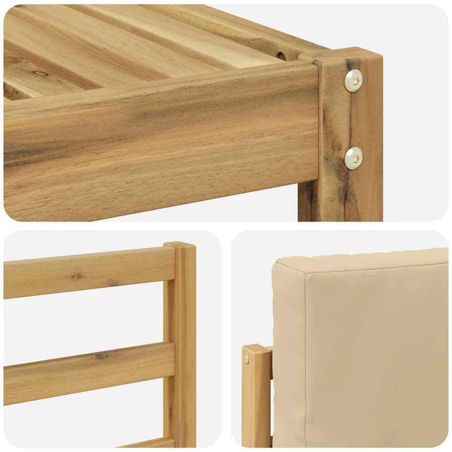 Ensemble de canapés d'extérieur 9 pcs Blanc et Beige - 7