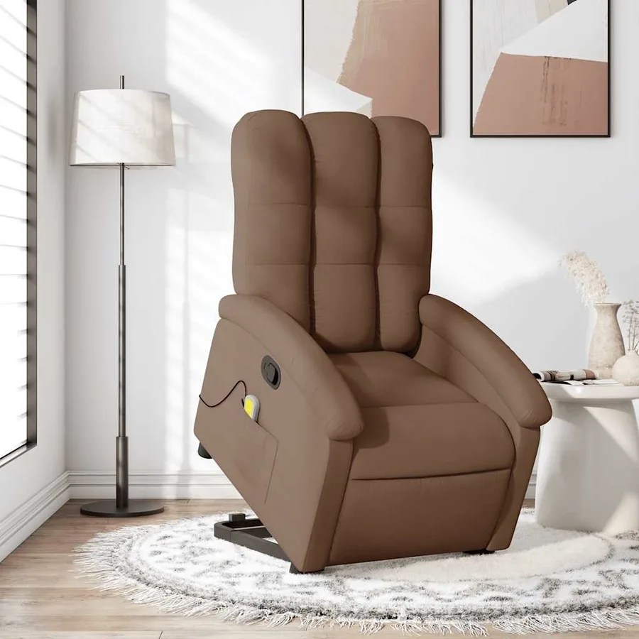 Fauteuil de massage inclinable Marron Tissu - 15
