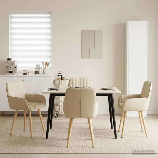 Chaises de salle à manger 4 pcs Tissu Crème 56,5 x 50 x 87,5 cm