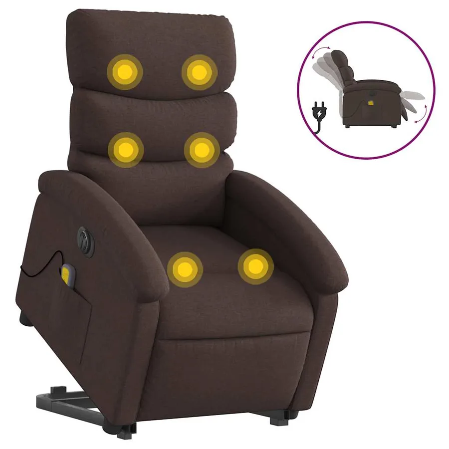 Fauteuil inclinable de massage électrique Marron foncé Tissu - 2