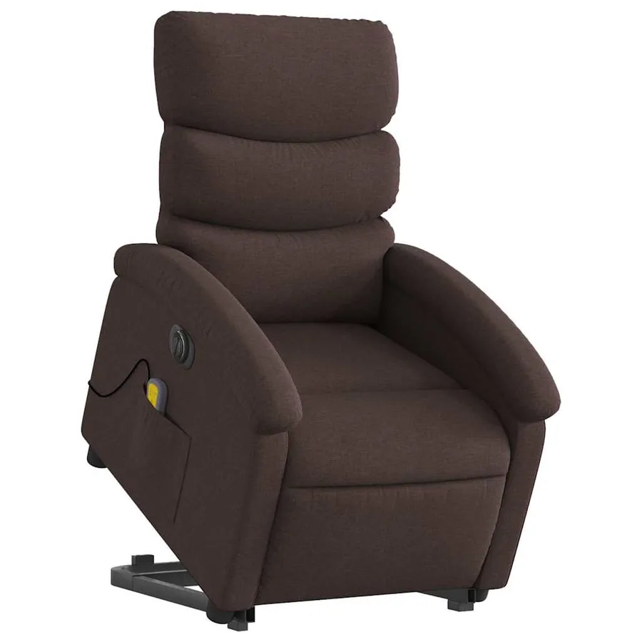 Fauteuil inclinable de massage électrique Marron foncé Tissu - 3