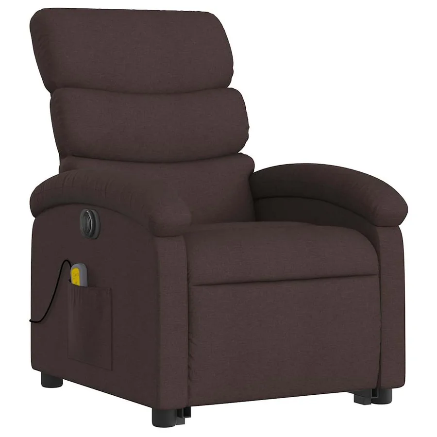 Fauteuil inclinable de massage électrique Marron foncé Tissu - 4