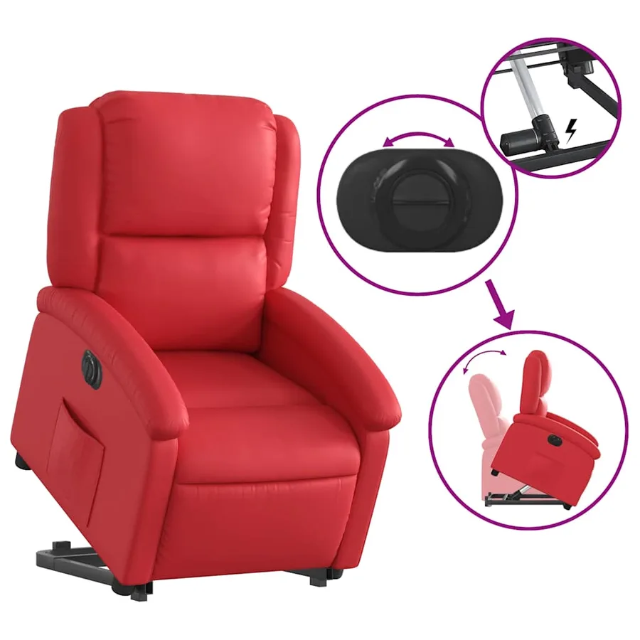 Fauteuil inclinable électrique rouge similicuir - 11