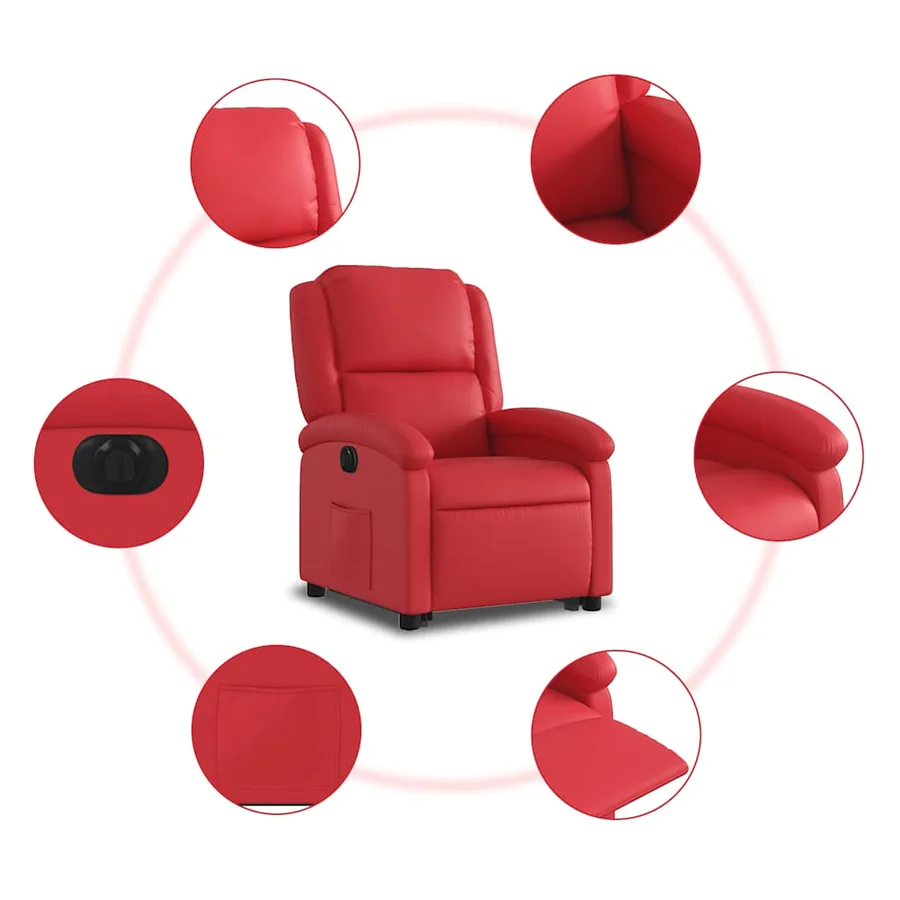 Fauteuil inclinable électrique rouge similicuir - 8
