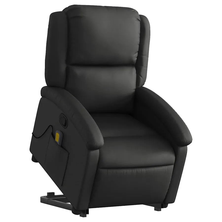 Fauteuil inclinable de massage noir cuir véritable - 3