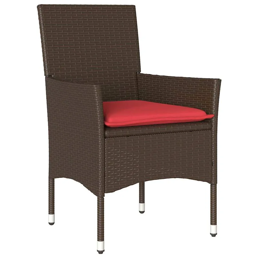 Ensemble table et chaises avec coussin 5 pcs Marron Rotin PE - 6