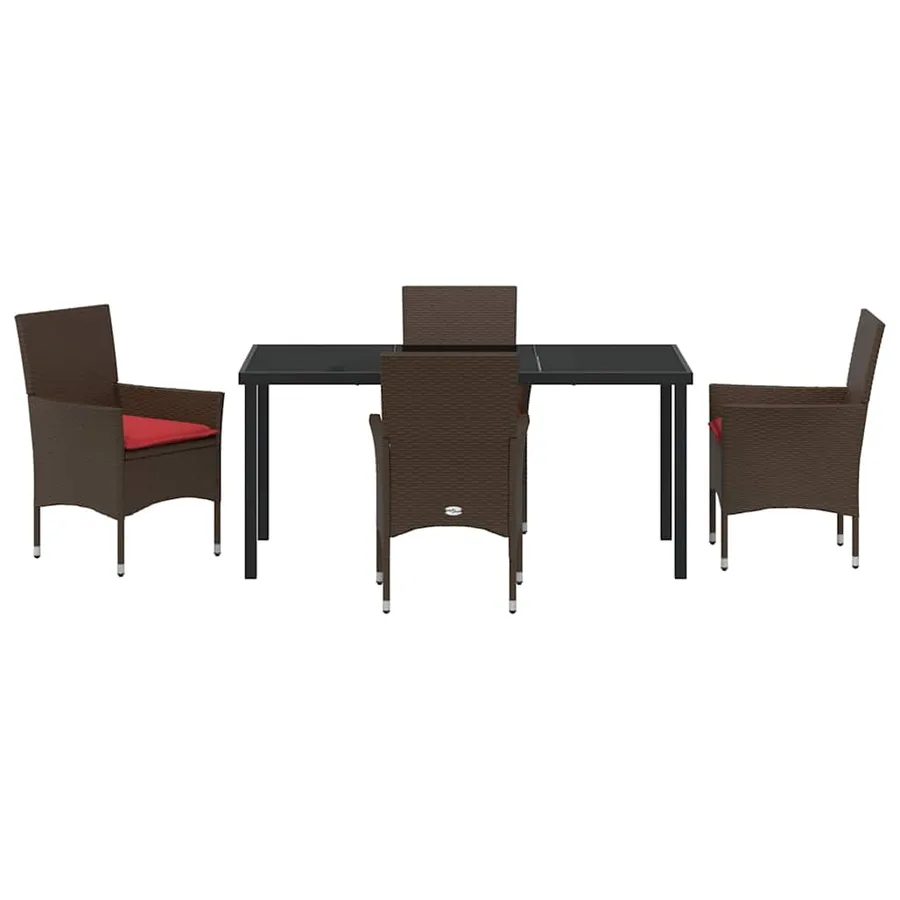 Ensemble table et chaises avec coussin 5 pcs Marron Rotin PE - 7