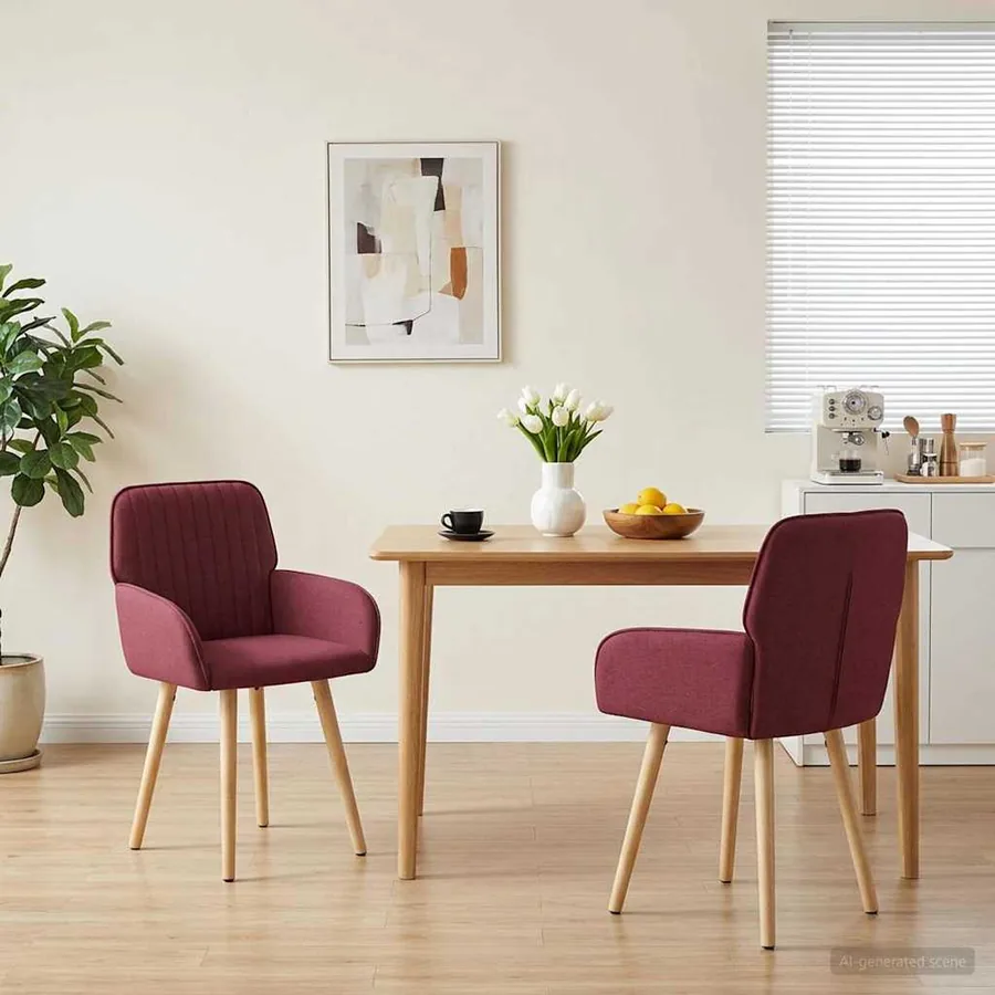 Chaises de salle à manger 2 pcs Tissu Bordeaux