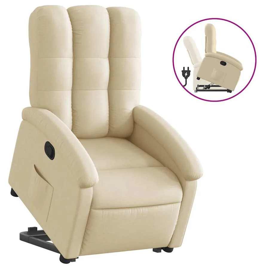 Fauteuil inclinable Crème Tissu - 2