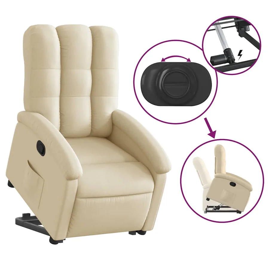 Fauteuil inclinable Crème Tissu - 6