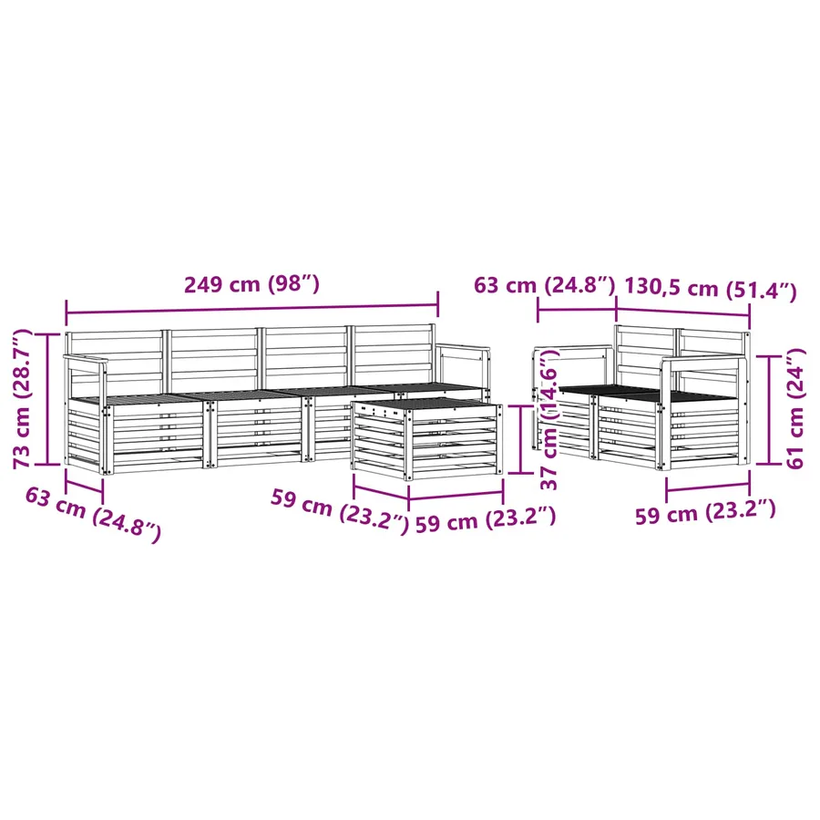 Ensemble de canapés d'extérieur 7 pcs Blanc - 8