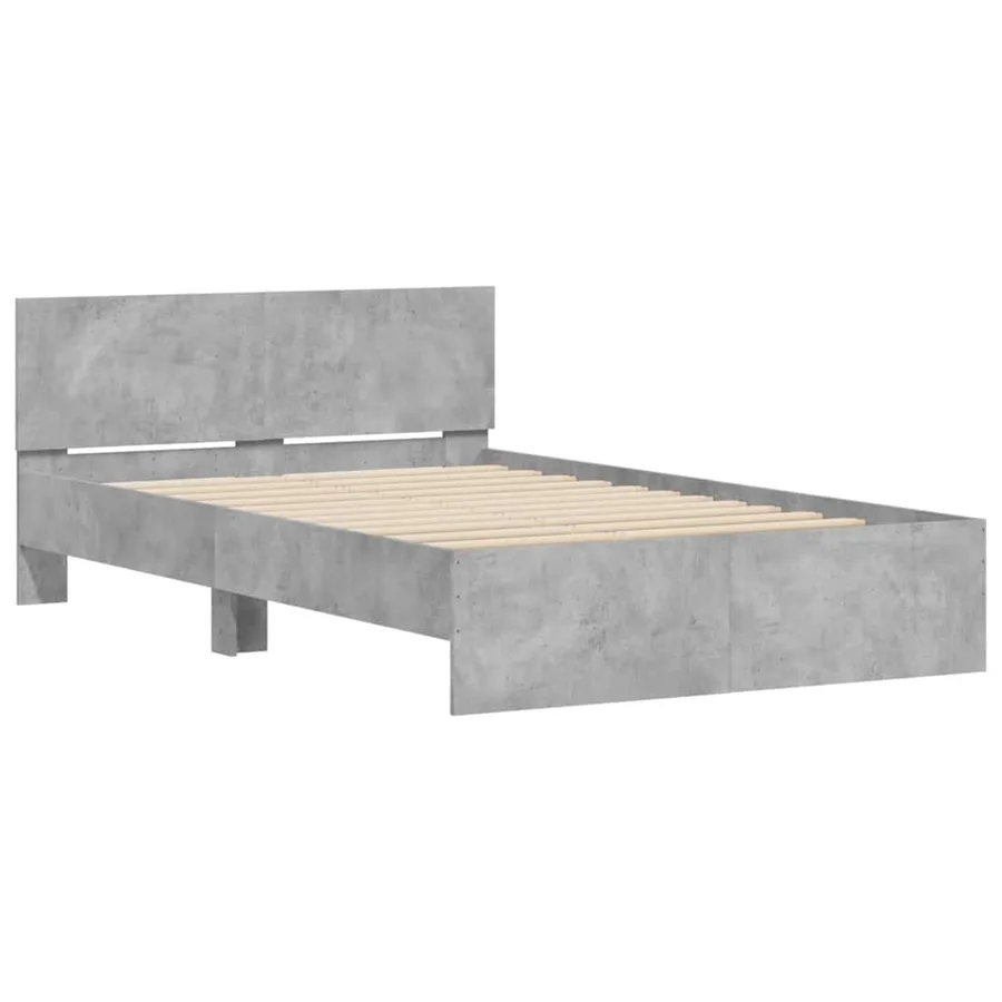 Cadre de lit avec tête de lit et LED gris béton 135x190 cm - 6
