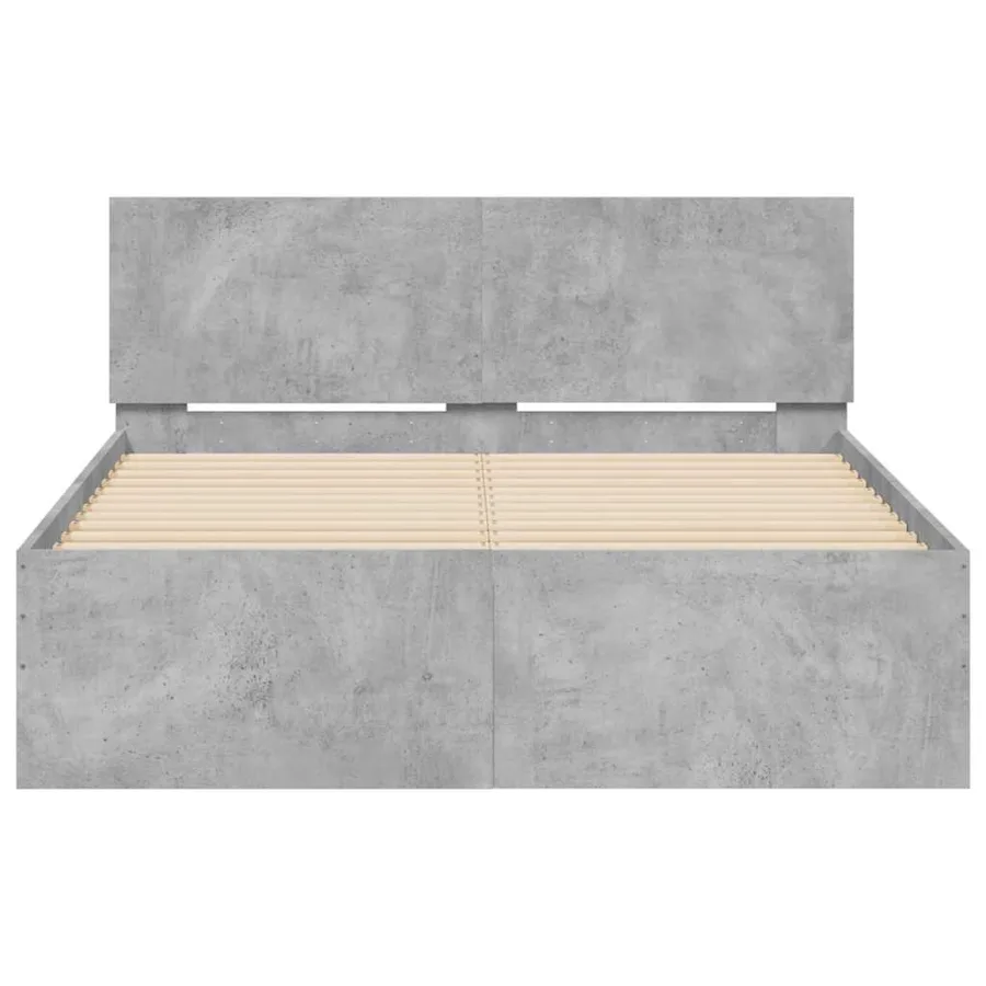 Cadre de lit avec tête de lit et LED gris béton 135x190 cm - 7