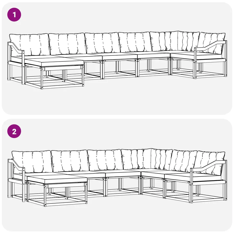 Ensemble de canapés d'extérieur 7 pcs Blanc et gris clair - 10