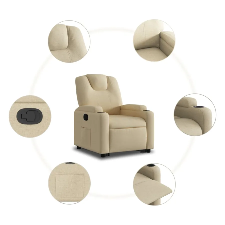 Fauteuil inclinable Crème Tissu - 8