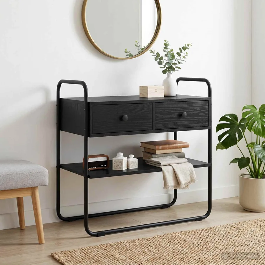 Table console Chêne noir 100 x 40 x 75 cm Bois d'ingénierie
