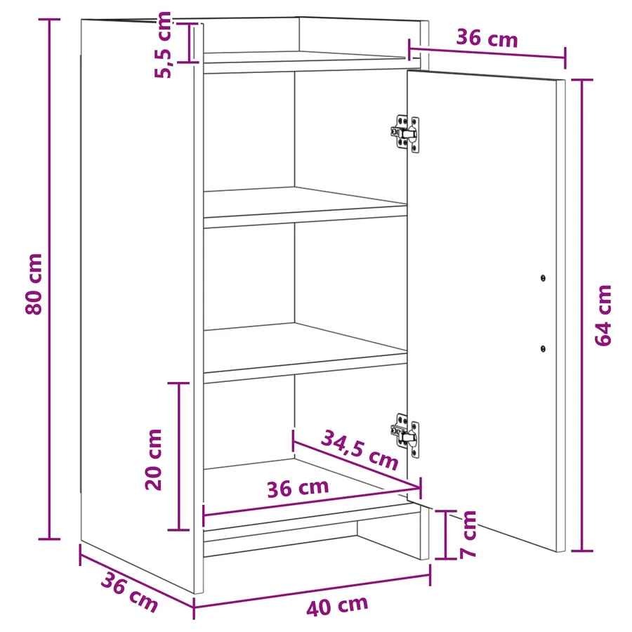 Buffet Sonoma gris 40 x 36 x 80 cm Bois d'ingénierie - 10