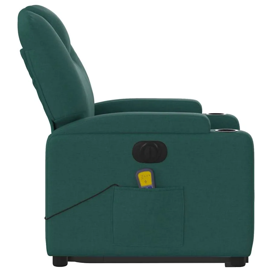 Fauteuil inclinable de massage électrique Vert foncé Tissu - 10