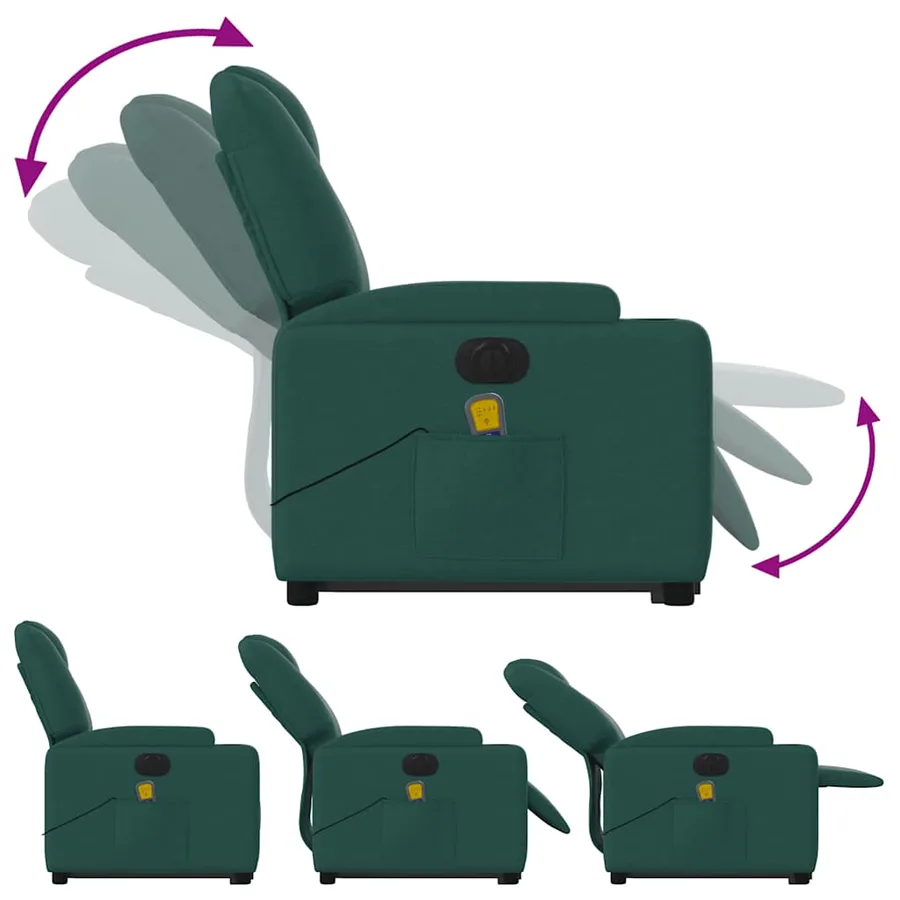 Fauteuil inclinable de massage électrique Vert foncé Tissu - 7