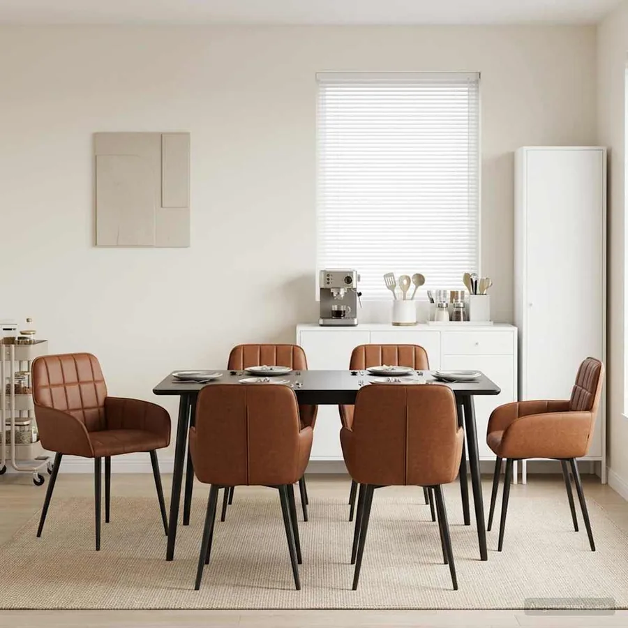 Chaises de salle à manger 6 pcs Simili cuir Marron
