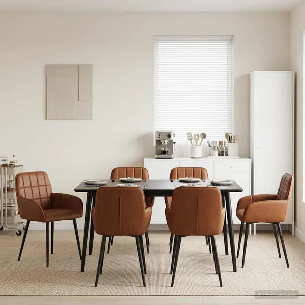Chaises de salle à manger 6 pcs Simili cuir Marron