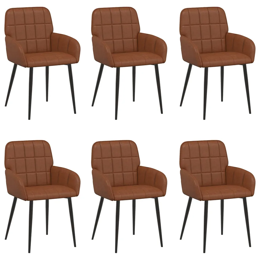 Chaises de salle à manger 6 pcs Simili cuir Marron - 2