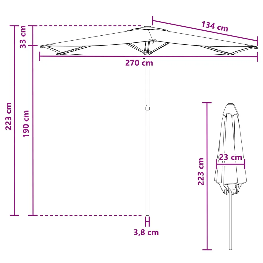 Parasol de jardin 270 x 270 cm Polyester Rectangulaire - 7