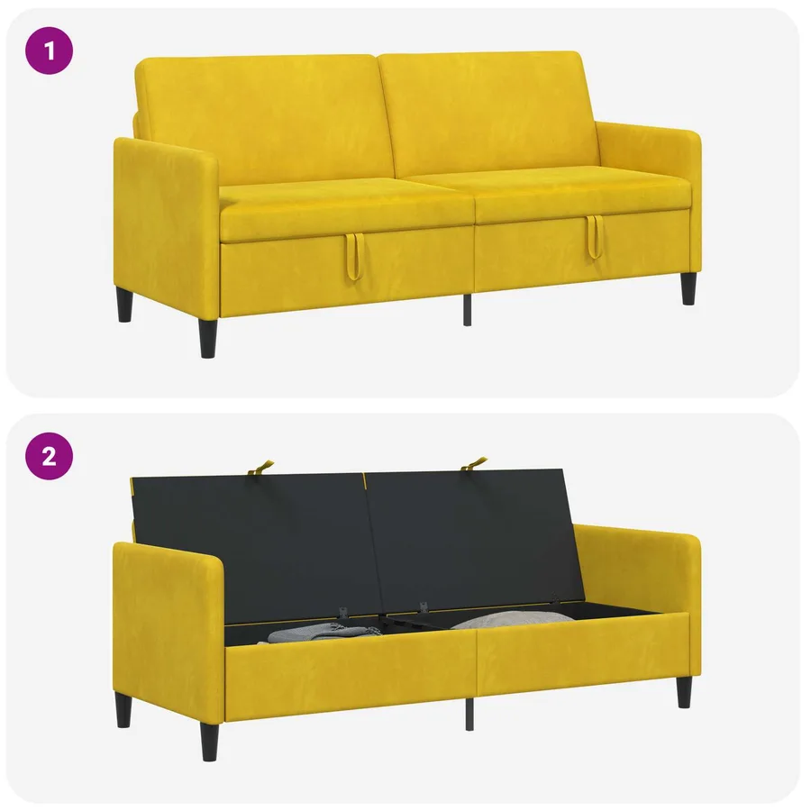Sofa avec rangement Jaune 192 x 78 x 87 cm Polyester - 6