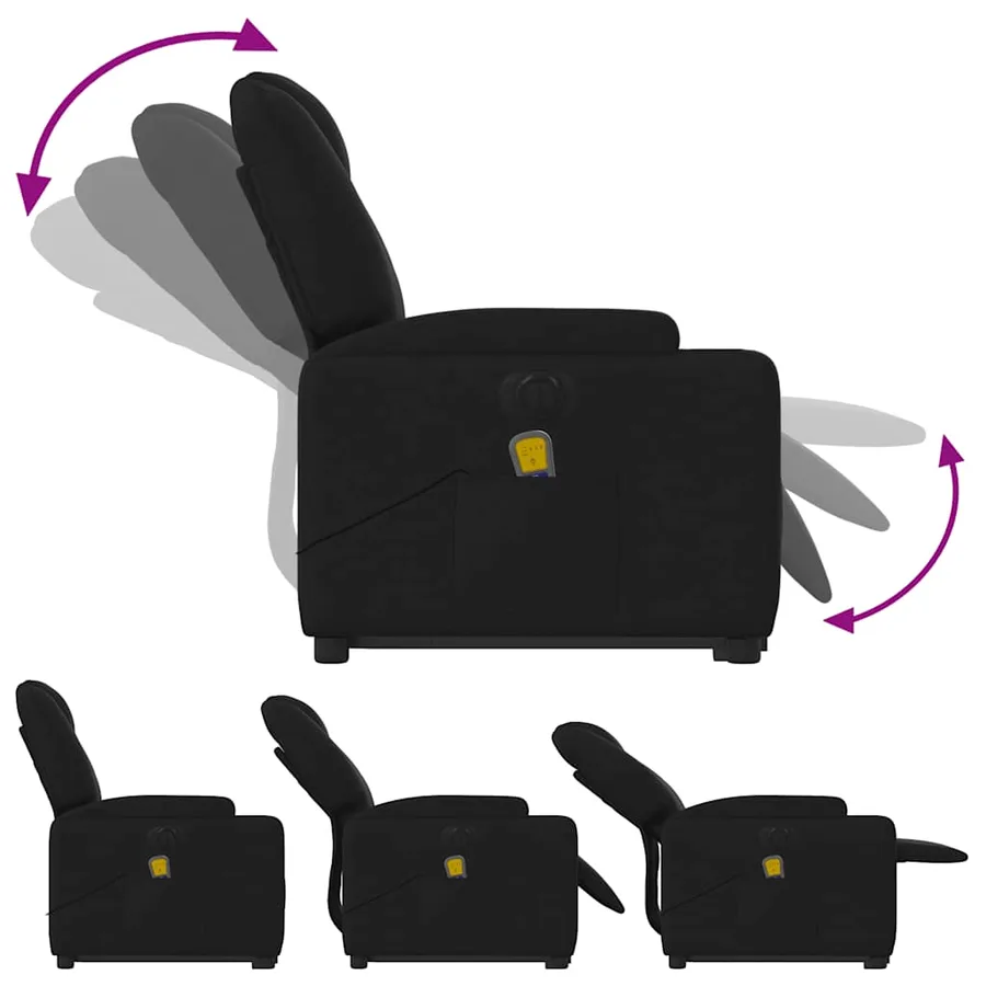 Fauteuil inclinable de massage électrique Noir Tissu - 7