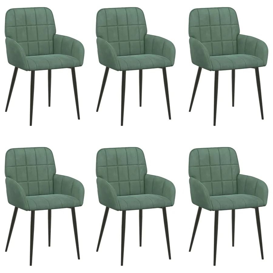 Chaises de salle à manger 6 pcs Velours Vert Mer - 2