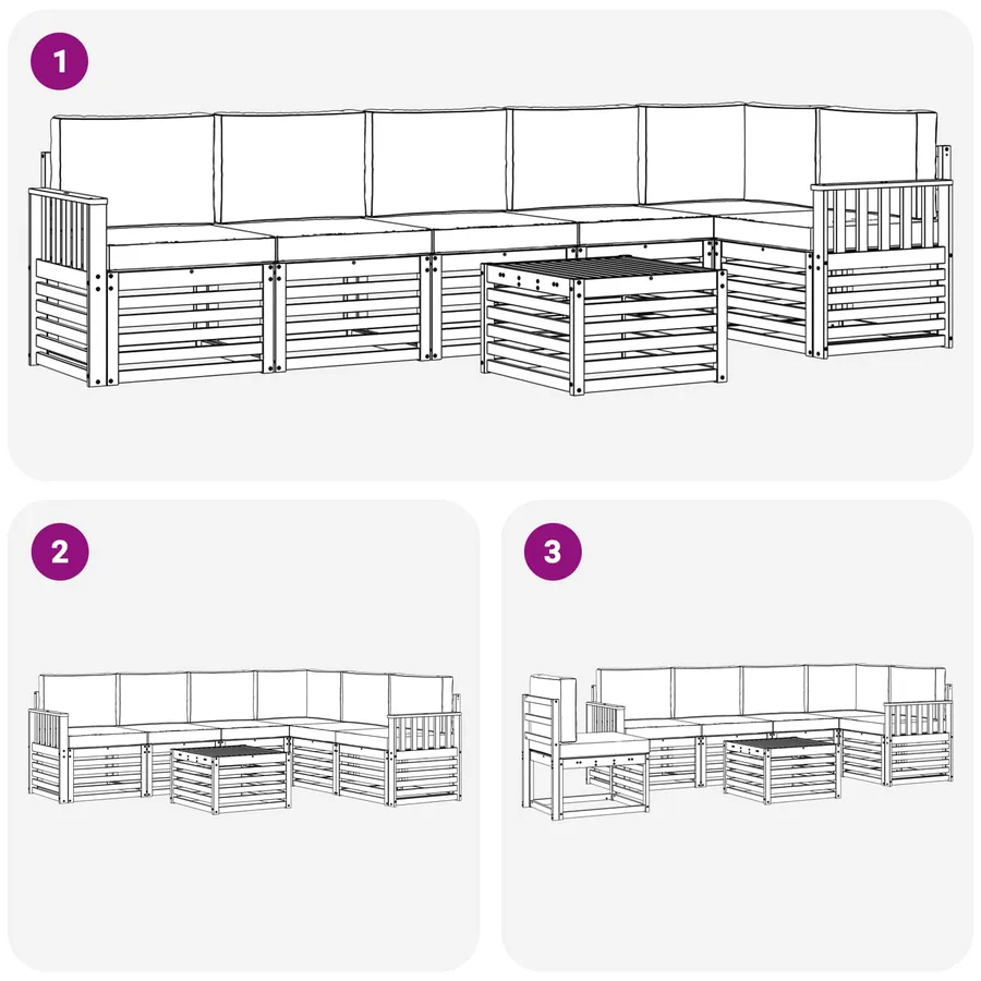 Ensemble de canapés d'extérieur 7 pcs Blanc et Beige - 7