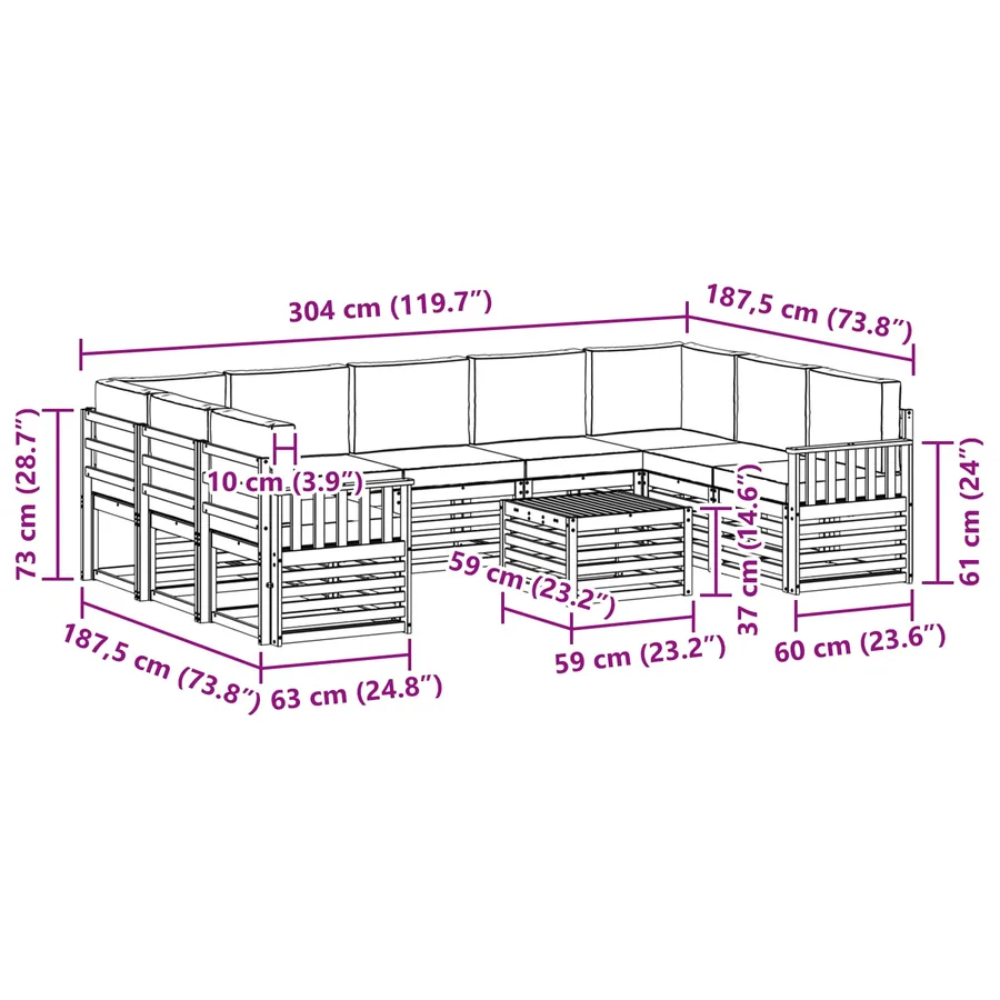 Ensemble de canapés d'extérieur 8 pcs Blanc et Anthracite - 8