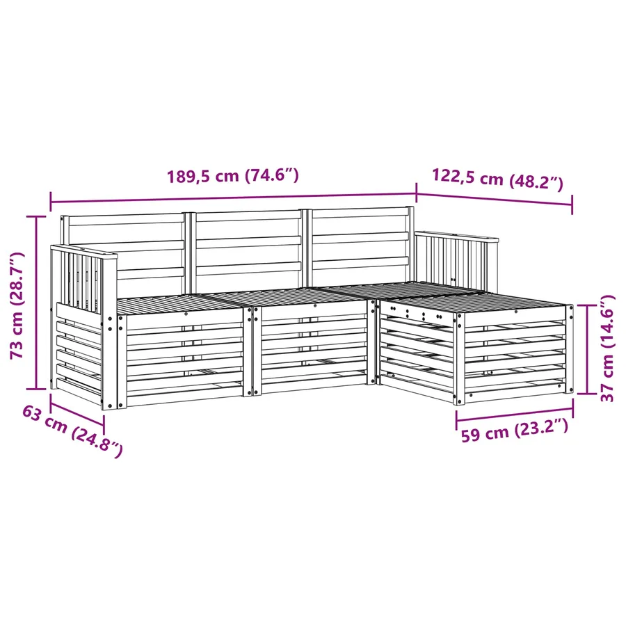 Ensemble de canapés d'extérieur 4 pcs Blanc - 7