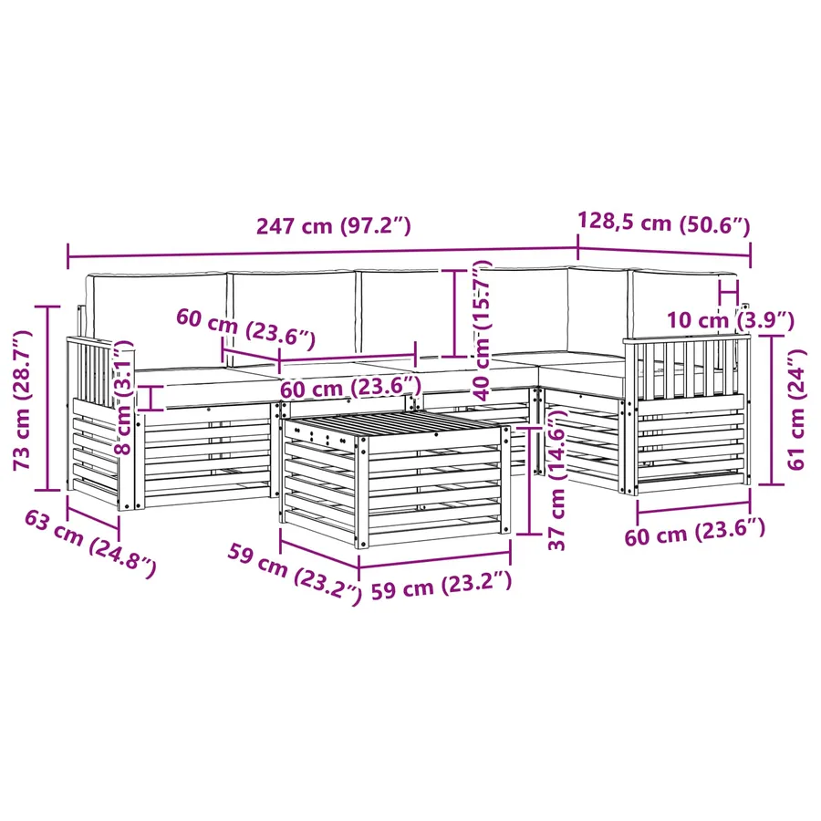 Ensemble de canapés d'extérieur 6 pcs Blanc et anthracite - 8